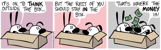 mimi & eunice comic strip: outside the box